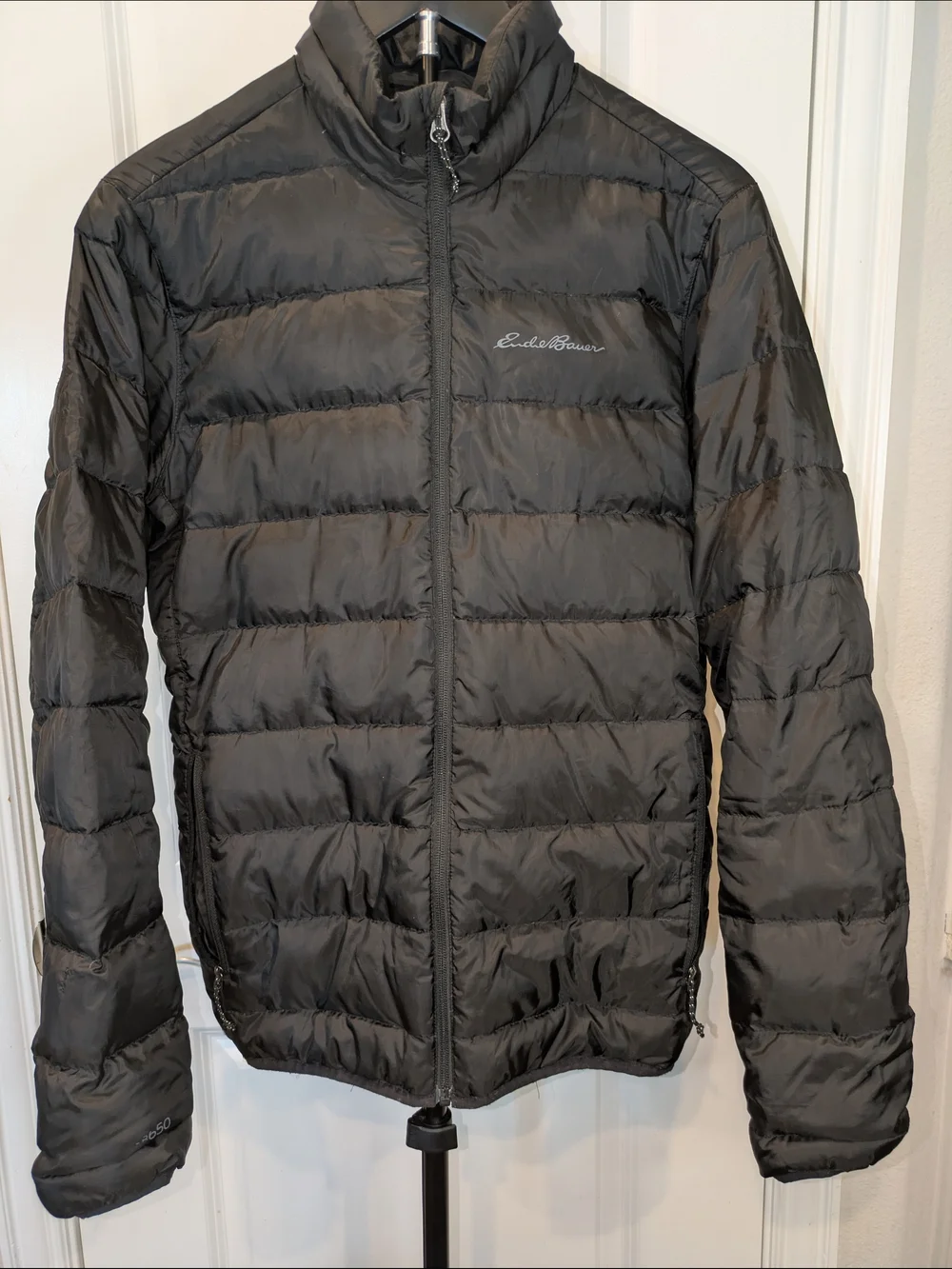 Eddie Bauer Microlight 650 Down Puffer Jacket Men's Small Black Packable